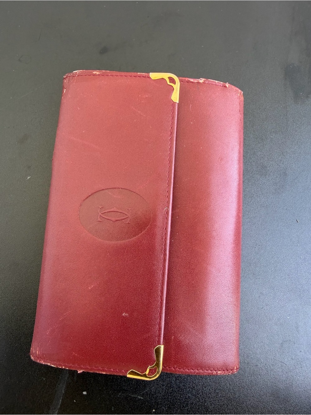 Cartier Leather Wallet with Gold Corner Accents